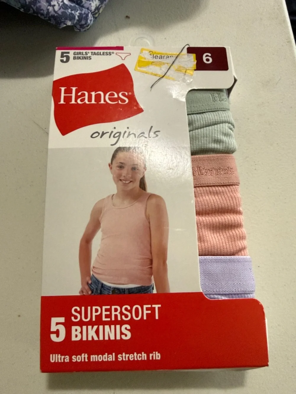 Hanes Girls' 5-Pack Supersoft Tagless Bikinis - Pink, Mint, Peach, Lavender